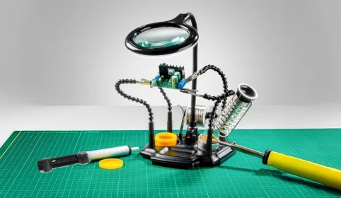 Pomoc lutownicza z lampą powiększającą