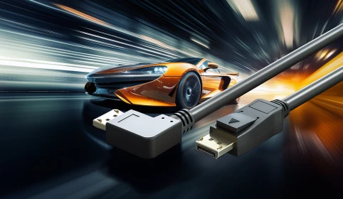 Kabel DisplayPort™ 2.1 8K 144 Hz 54 Gbit/s kątowy 2 m – czarny