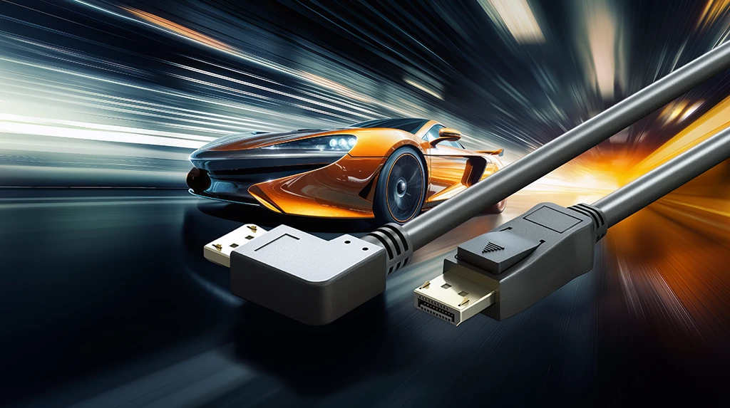 Kabel DisplayPort™ 2.1 8K 144 Hz 54 Gbit/s kątowy 2 m – czarny