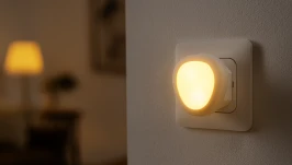 HELMO 050676 – wtyczkowa lampka LED z czujką zmierzchową i płynną regulacją. Mała forma, duża wygoda