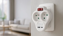 Montis MT144-WH – podwójny rozgałęźnik z wyłącznikiem i ładowarką USB