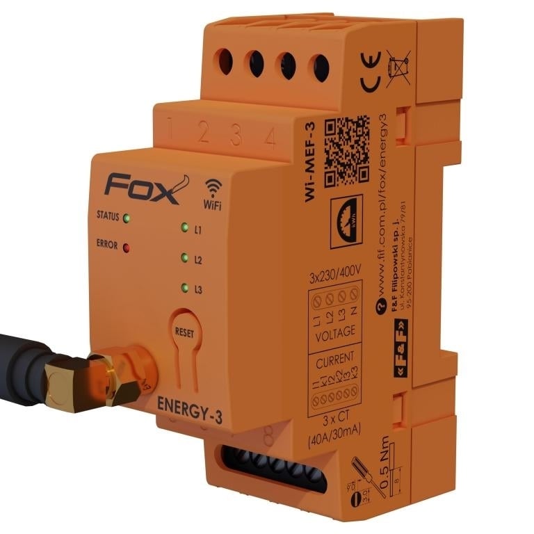 FOX Monitor energii trójfazowy Wi‑MEF‑3 WiFi 40A Energy 3