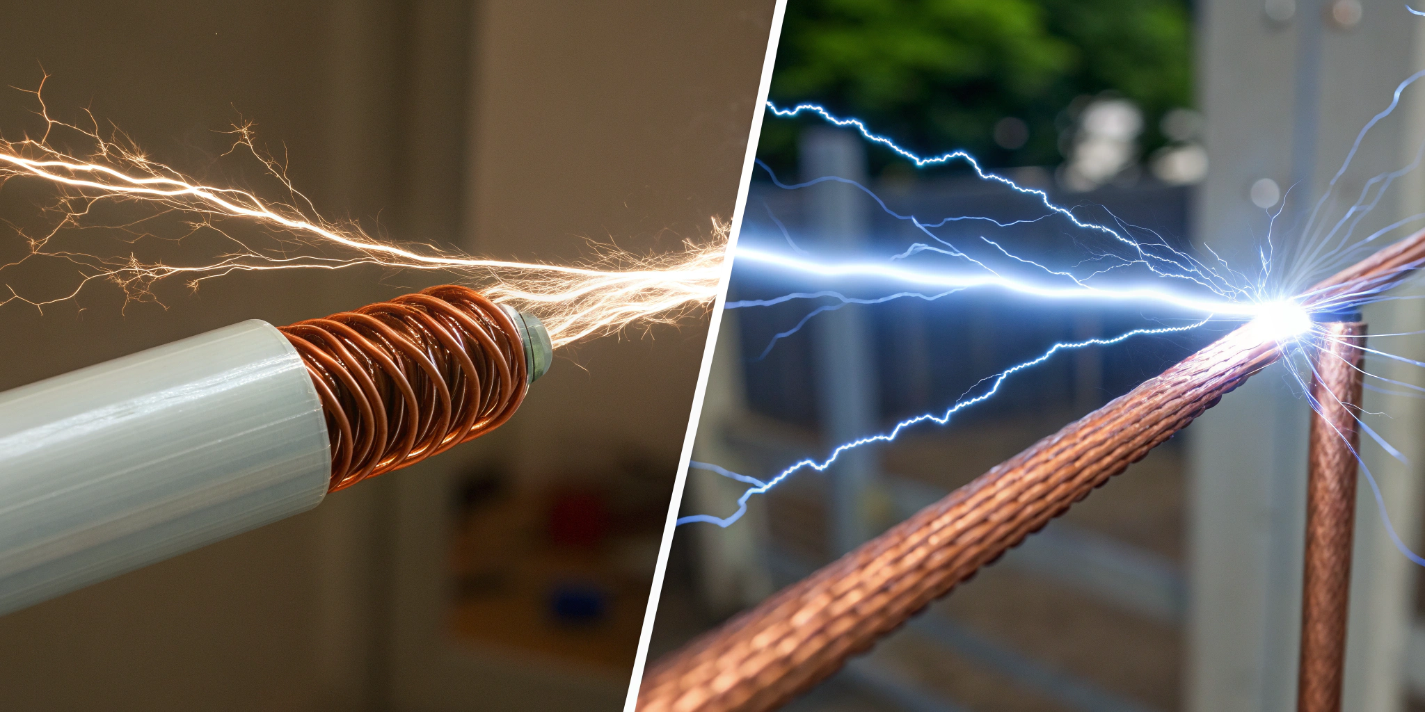 Porównanie prędkości przesyłania sygnału w kablu miedzianym (wolniej) i w światłowodzie (szybciej).