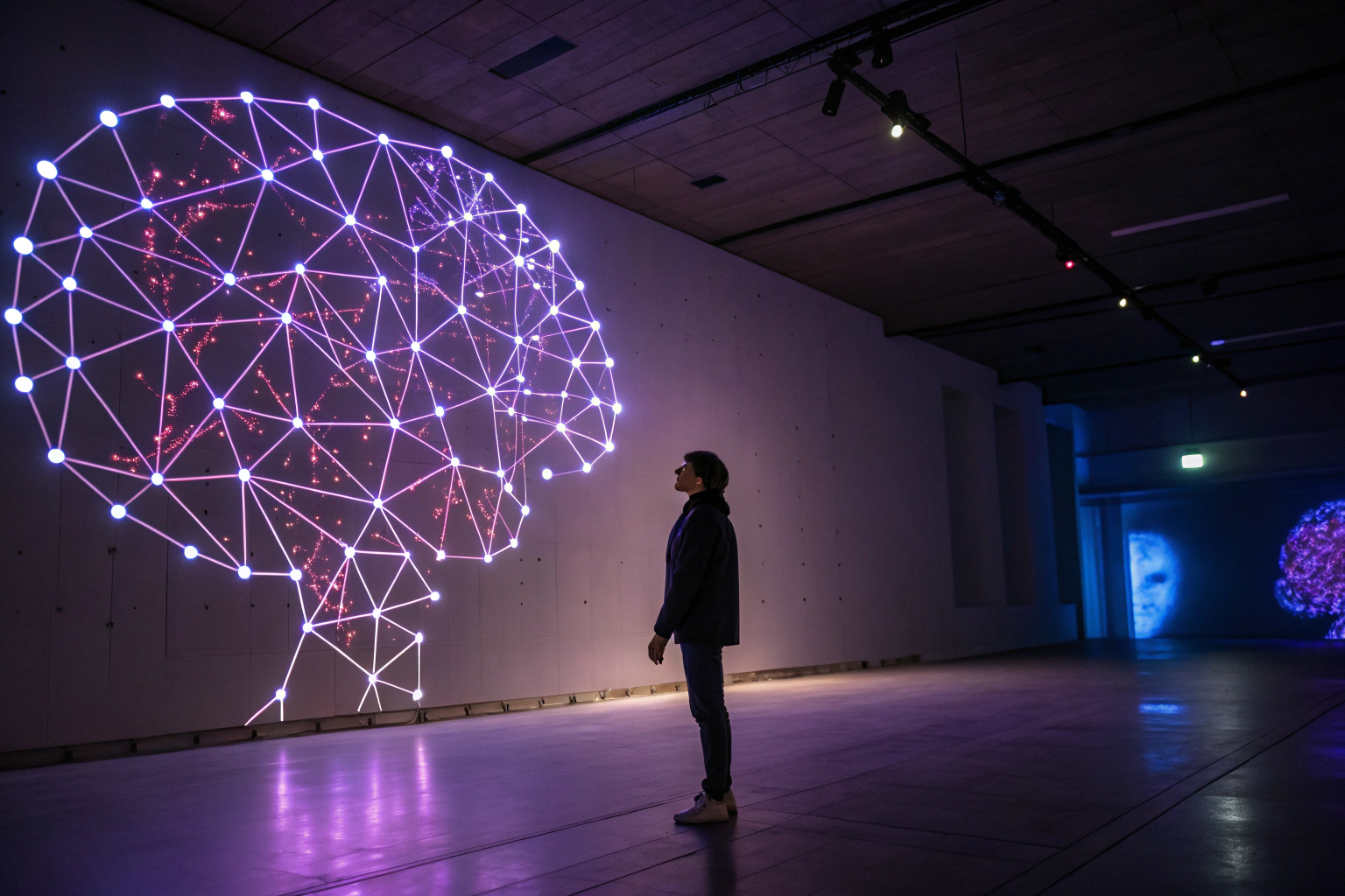 Schemat graficzny przedstawiający cyfrowy mózg z siecią neuronową, symbolizujący działanie sztucznej inteligencji.