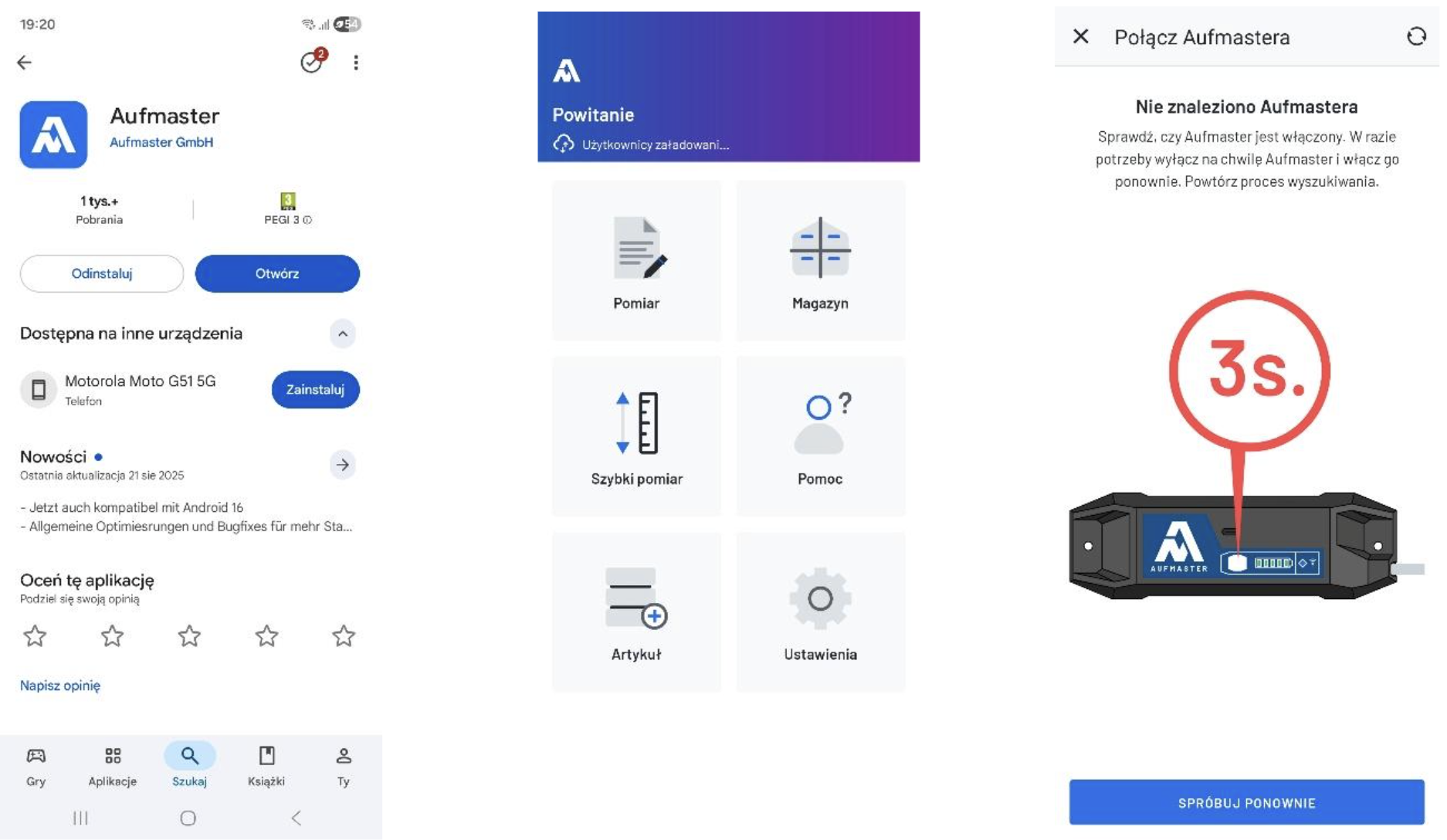 Aplikacja mobilna Aufmaster