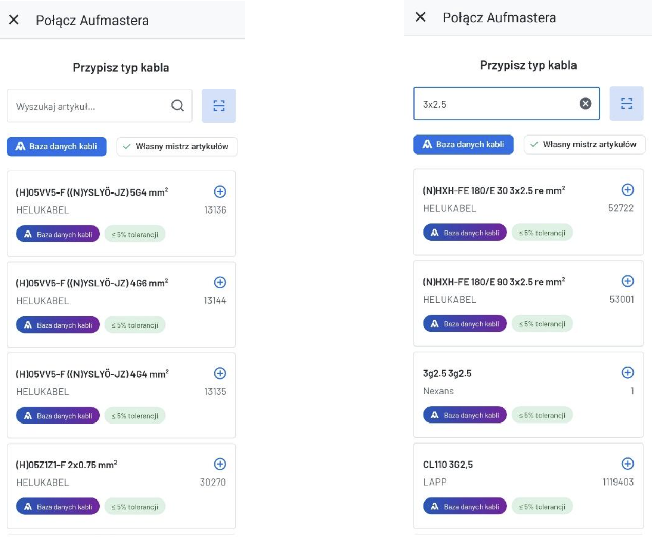  Pomiary długości kabli za pomocą aplikacji