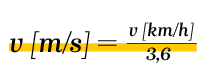 Przeliczanie kilometrów na godzinę na metry na sekundę