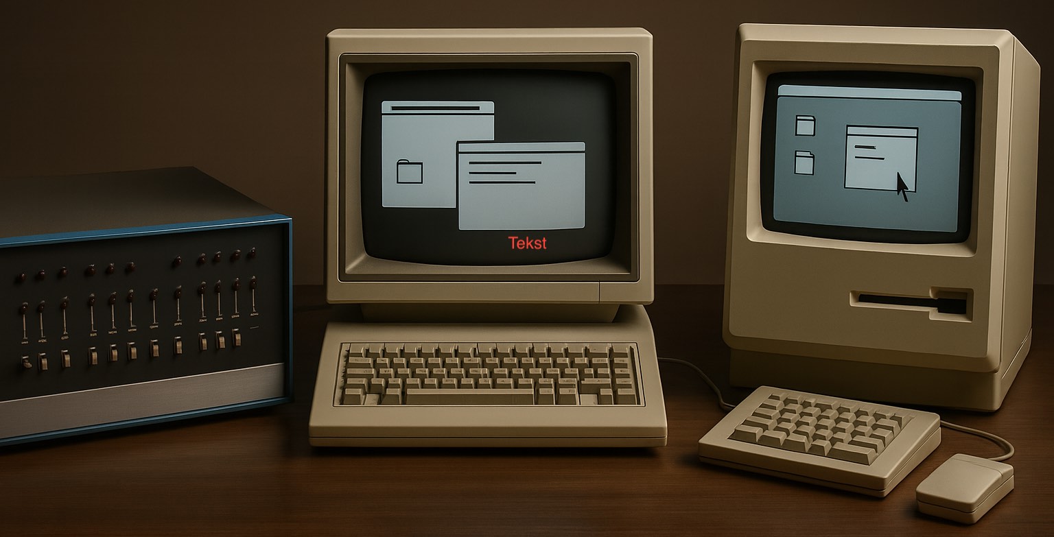 Od mikrokomputerów do PC i graficznego interfejsu - Zdjęcie wygenerowane przez AI