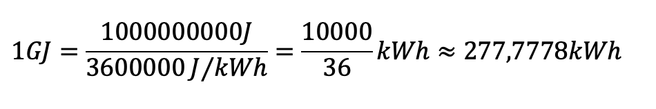 Przeliczenie 1 GJ na kWh