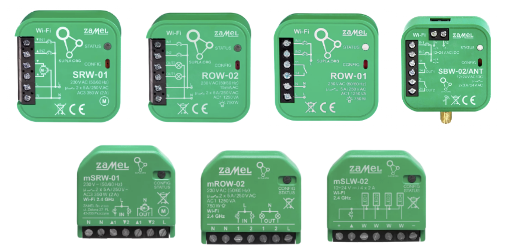sterowniki umieszczone w puszkach montażowych w wersji standard oraz mini