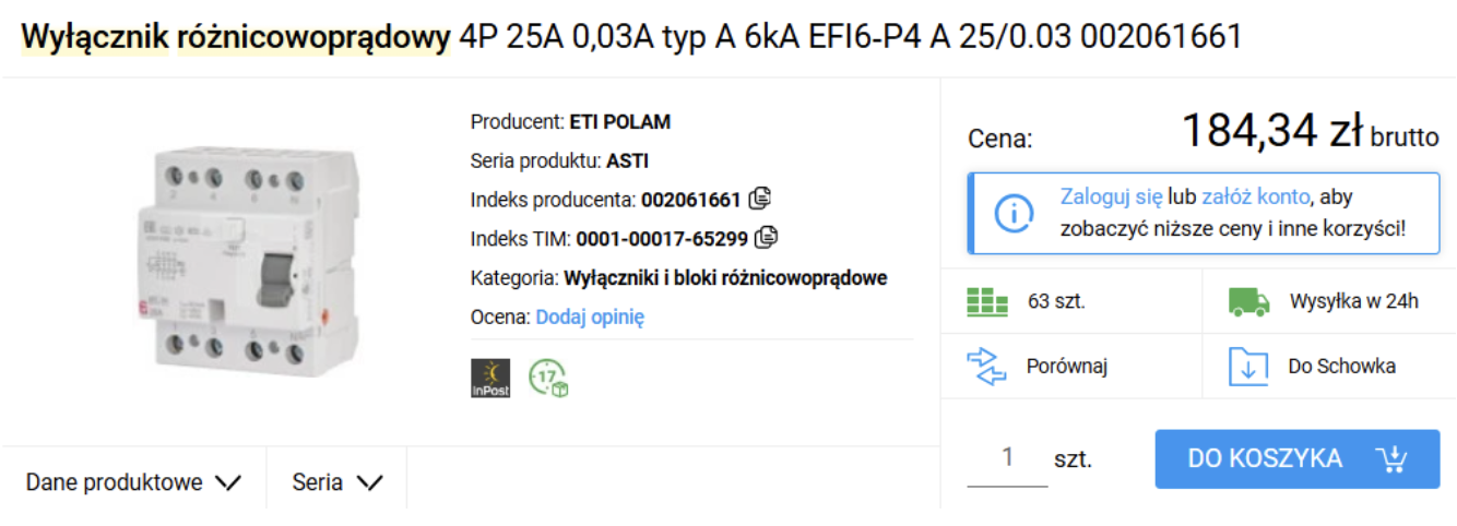 wyłącznik różnicowoprądowy 4P