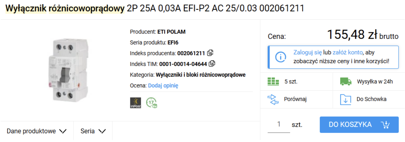 wyłącznik różnicowoprądowy 2P